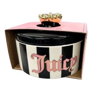 Juicy Ceramic Trinket Jar with Black and White Stripes